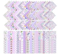 126 Pcs Fabric Squares for Quilting,Cotton Floral Patchwork,5×5inch 100% Cotton Charm Floral Packs,DIY Patchwork Sewing Craft,Multi-Color Design(Purple)