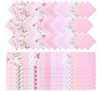 126 Pcs Patchwork Fabric Square, 5x5 Inch Cotton Squares, Precut Fabric Bundles with 14 Different Patterns for Sewing, Quilting and DIY Crafts (Pink)