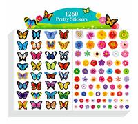 1260 PCS Butterfly & Flower Stickers, 24 Sheets Colorful Springtime Blossom Stickers Insect and Plant Stickers Spring Themed Party Supplies Decorations for Kids Teachers Classroom (Non White Edge)
