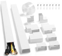 126in Cord Hider Kit, ZhiYo Cable Covers for Wires on Wall, Wire Hider for Wall Mounted TV, White Cable Raceway, Paintable Cord Cover Cable Management for Home Office, 8xL15.7in W1.54in H0.75in