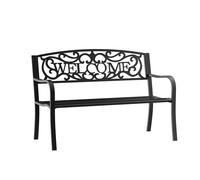 Garden Bench Metal 2 Seater Black 127L x 60W x 87H cm