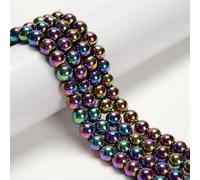 126Pcs 6mm Rainbow Hematite Beads - Smooth Round Healing Gemstone Beads for Jewelry Making, DIY Crafts, Beading Bracelets