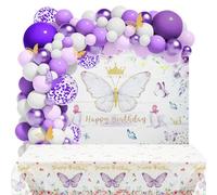 126Pcs Purple Balloon Arch Kit Purple Party Balloons Garland Kit with Tablecloth and Backdrop Resuable Latex Balloons Star Foil Balloon Birthday Baby-shower Graduation Wedding Decoration (purple)