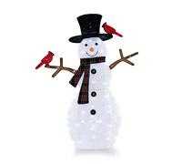 127 CM Pre-Lit Snowman & Redbirds With 70 LED Lights Christmas Decor Gymax Multi One Size