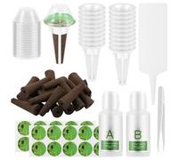 127 Pcs Hydroponics Growing System Kit with Seed Starter Sponges, Root Growth Pods Replacement Compatible with Aero Garden & Most Indoor Gardens, Includes Plant Food A&B, Baskets, Domes & Labels