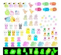 127 PCS Mini Resin Animals Luminous Mini Animals Miniature Figures Glow in the Dark for Landscape Dollhouse Decor Fairy Garden Accessories