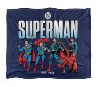 (127cm x 152cm, Multicoloured) Superman Across The Years Line Up Soft Touch Blanket