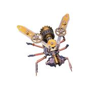 127PCS 3D DIY Metal Steampunk Insect Mechanical Bee Assembled Model, High Precision Metal Parts, Golden Wings & Metallic Fuselage, Creative Desktop Ornament, Handmade Decoration for Home Office
