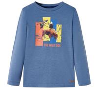 (128 (7-8y)) Kids' T-shirt with Long Sleeves T Shirt Tee Ox and Eagle Print Blue Melange