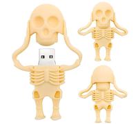 128 GB USB Flash Drive Cartoon Skeleton-Shaped Memory Stick Novelty Pen Drive Cool USB Drive Amazing Gifts, Yellow