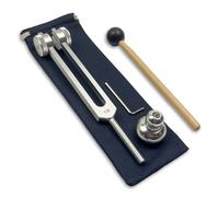 128 Hz OTTO Weighted Tuning Fork with Attenuator - Acupressure, Reflexology, Cranial Stimulation - Sound Healing & Biofield Harmonization with Vibration Therapy Tools - Weighted Boot | Silver