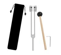 128 Hz Tuning Fork for Healing Chakra, Weighted Aluminum Alloy Fork with Silicone Reflex Hammer and Bag, Sound Therapy Meditation Musical Instrument