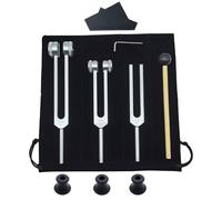 128 Hz Tuning Fork Medical for Healing Set, Aluminum Alloy Weighted Chakra Tuning Forks, Sound Therapy Instruments with Hammer and Storage Bag for Yoga Meditation Energy Healing(Silver)