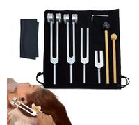 128 Hz Tuning Fork, Tuning Fork Neurology, Aluminium Alloy Tuning Fork with a Silicone Hammer and a Repair Tool and a Cleaning Cloth, 4 Tuning Forks for Sound , Anti-Stress