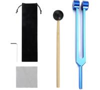 128 Hz Tuning Forks for Healing with Silicone Hammer, Aluminum Alloy Tuning Fork Instrument for Pain Relief, Sound Healing, Chakra Balancing and Meditation, for Voice Healer Music Yoga Teacher (Blue)