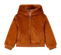 (128) Kids' Hooded Jacket Children Full Zipper Kids Winter Coat Faux Fur Cognac
