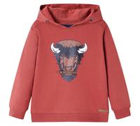 (128) Kids' Hooded Sweatshirt Children Pull Over Kids' Hoodie Ox Print Burnt Red