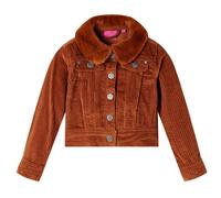 (128) Kids' Jacket Long Sleeve Children Turn Down Collar Jacket Corduroy Cognac