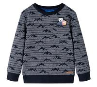 (128) Kids' Sweatshirt Long Sleeves Toddler Pullover Top Hill Print Navy Melange