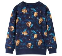(128) Kids' Sweatshirt Long Sleeves Toddler Pullover Top Lion and Plant Print Navy