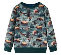 (128) Kids' Sweatshirt with Cattle and Eagle Print Toddler Tops Pullover Dark Green