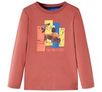 (128) Kids' T-shirt with Long Sleeves Top T Shirt Tee Cattle and Bird Print Henna