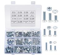 128 Pcs Flat Hex Bolt, Hex Nut & Washer Assortment Set, Durable Metric Sizes, M6 M8 M10 (128 blue and white)