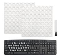 128 PCS Raised Keyboard Stickers for Long Nails Protector,with Cleaning Brush,Silicone Keyboard Self Adhesive Keycap Riser Bubbles Covers for Nail Art Typing Gaming Round Button Keyboard PC, Cylinder