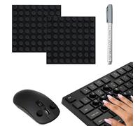 128 pcs Raised Keyboard Stickers for Long Nails, VEINARDYL Adhesive Keycap Riser with Paint Pen, Silicone Keyboard Protectors for Laptop, Desktop, Gaming - Black, Round