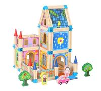 128 Pieces Building Blocks Toys,Wooden Blocks for Kids,Building Set for Kids,Toy with Mini-Figures, Educational Wooden Castle for Boys and Girls Birthday Party Favors