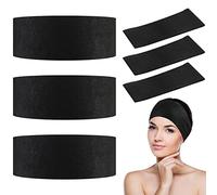 128 Pieces Disposable Spa Facial Headbands Stretch Non-Woven Facial Headband Soft Skin Care Hair Band with Convenient Closure for Women Girls Salons Esthetician Supplies, Black Large