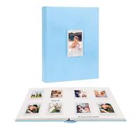 128 Pockets Photo Book with Writing Space for Fujifilm Instax Mini 12/11/9/40/EVO Instant Camera,2x3 Inch Polaroid Photo Album with Front Window,Vegan Leather Cover Hardcover (Pastel Blue)
