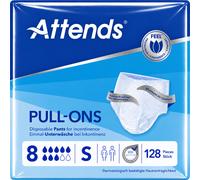 128 x Attends Pull Ons 8 | Small | Adult Nappies Pull Ons Pants | 8 Packs of 16