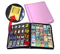 1280+ Cards 20 Pocket Card Binder Collector Card Album - Pages Compatible with Pokemon Cards, Sports Cards, Yugioh, MTG and Other TCG - Trading Card Sleeve with Side Loading Pockets (Pink/White)