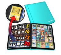 1280+ Cards 20 Pocket Card Binder Collector Card Album - Pages Compatible with Pokemon Cards, Sports Cards, Yugioh, MTG and Other TCG - Trading Card Sleeve with Side Loading Pockets (Teal/Teal)