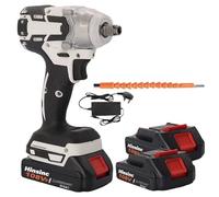 1280W Cordless Electric Impact Wrench 1/2" Brushless Motor, 1000Nm High Torque Driver, 2X 21V Battery, Auto-Stop Reverse Mode, Variable Speed, with LED Light UK Charger