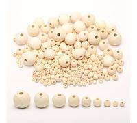 1280x Wooden Beads for Crafting, DIY Wood Beads 4mm-20mm