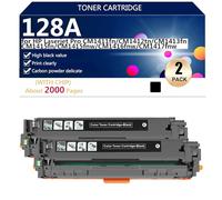 128A Toner Cartridge Replacement with Chip for HP Laserjet Pro CM1411fn CM1412tn CM1413fn CM1415fn CM1415fnw CM1416fnw CM1417fnw CM1418fnw Printer, Clear and Sharp, 2000 Pages,Black-2 pack