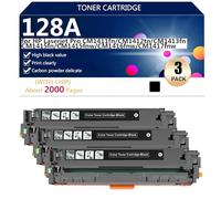 128A Toner Cartridge Replacement with Chip for HP Laserjet Pro CM1411fn CM1412tn CM1413fn CM1415fn CM1415fnw CM1416fnw CM1417fnw CM1418fnw Printer, Clear and Sharp, 2000 Pages,Black-3 pack