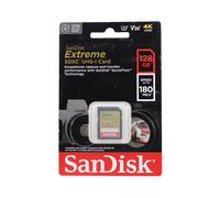 SanDisk 128GB Extreme SDXC card, SD card up to 180MB/s, V30 Memory card, UHS-I, Class, 10, U3, V30, RescuePro Deluxe data recovery software.