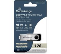 128GB MediaRange USB Type-C 3.2 Gen 1 Flash Drive Swivel Cap Housing Silver OTG