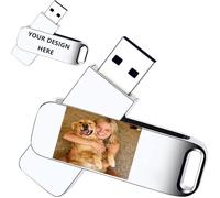 128GB Personalised Metal USB Flash Drive 32GB/64GB/128GB - Custom Engraved Text/Logo/Photo, Creative USB 2.0 Memory Stick for Office, Business & School, Unique Personalised Gift (64, GB)