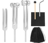 128HZ/256HZ/512HZ Tuning Fork Set with Silicone Hammer & Storage Bag - Premium Aluminum Alloy for Meditation, Relaxation
