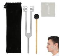 128Hz Tuning Fork for Healing, Healing Instrument, Aluminum Alloy Tuning Fork with Silicone Hammer and Bag, Sound Healing Therapy Tool Set, for Meditation and Therapy (Silver)