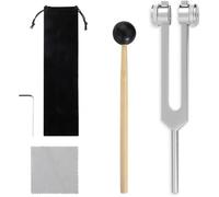 128Hz Tuning Fork for Healing Set with Silicone Hammer, Aluminum Alloy Tuning Fork for Pain Relief, Sound Healing, Chakra Balancing, and Meditation, for Voice Healer Music Yoga Teacher (Silver)