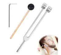 128hz Tuning Fork Hammer Aluminum Alloy Medical Non-Magnetic Body Weighted Tuning Fork + Wood Hammer for Healing DNA Repair Healing Sound Therapy Balancing Healers Vibration Accurate Frequency