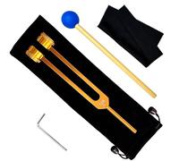 128Hz Tuning Fork Set Nerve Sensory Healing Instrument with Silicone Hammer and Cleaning Cloth, Weights Aluminum Clinical Grade Repair Tool (128Hz, Gold)