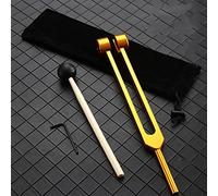 128Hz Tuning Forks for Sound Healing Set, Yoga Tuning Fork Hammer, Aluminum Alloy Medical Non-Magnetic Tuning Fork Frequency Sensor Sound Therapy Tool Set (Gold)