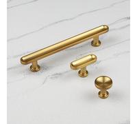128mm Brushed Gold Cabinet Handle Round Cupboard Door Drawer Pull Wardrobe Furniture Replacement Upcycle