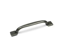 128mm Cast Iron D Handle for Kitchen Cabinets & Drawers - Antique Iron | Rustic Square Base Cupboard Pull for Shaker Kitchens, Furniture & Wardrobes